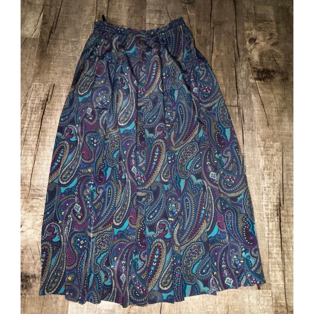 Vintage Weathervane Paisley Midi Skirt Blue Purple Made in USA‎ Size 6